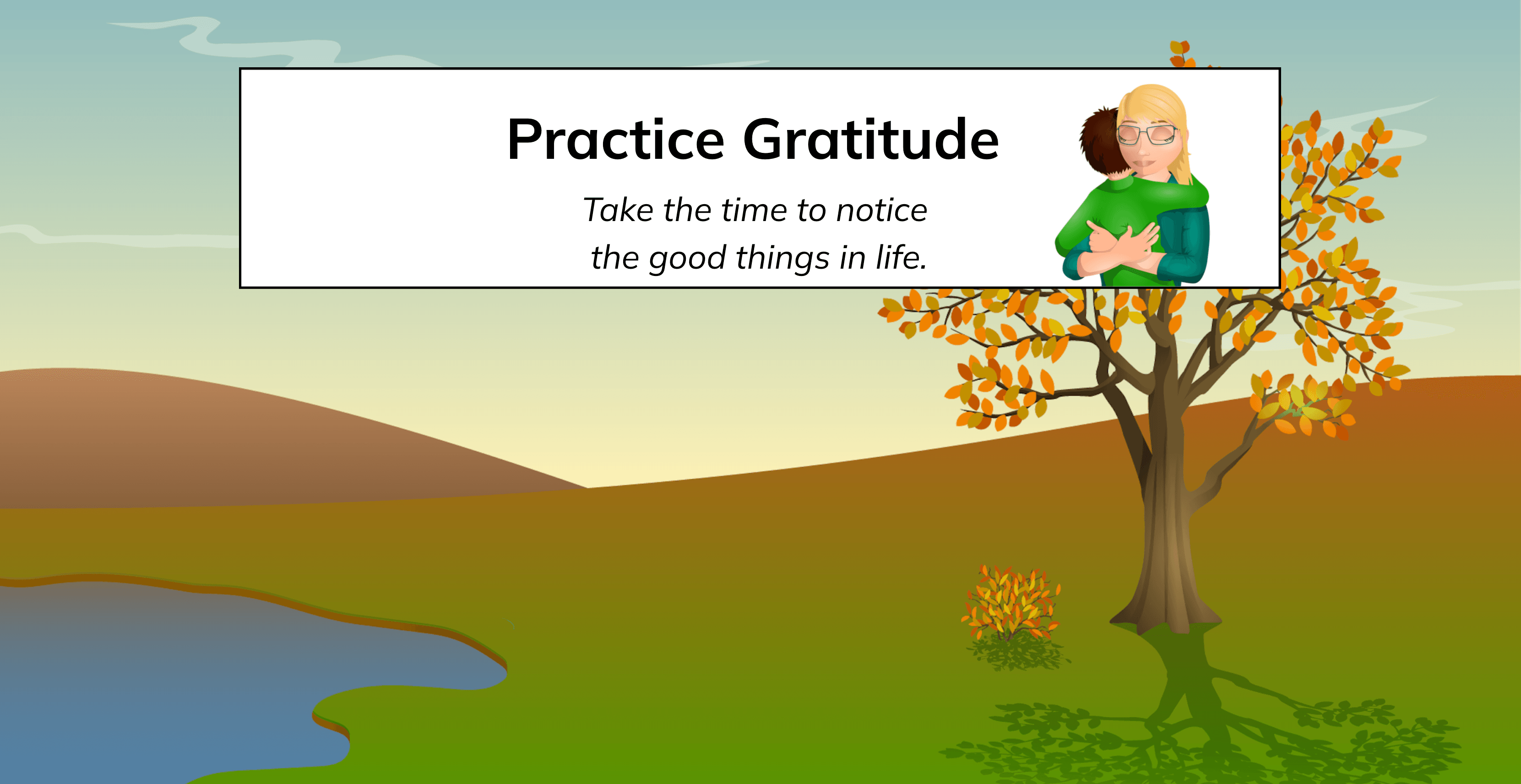 An elementary school lesson about practicing gratitude on a smartboard