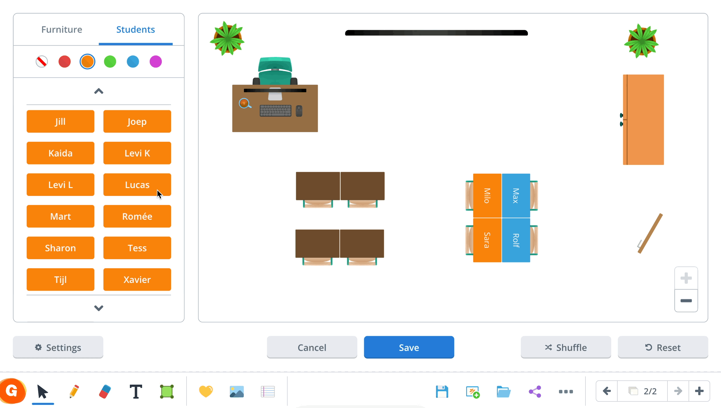 Seating Example Sentences